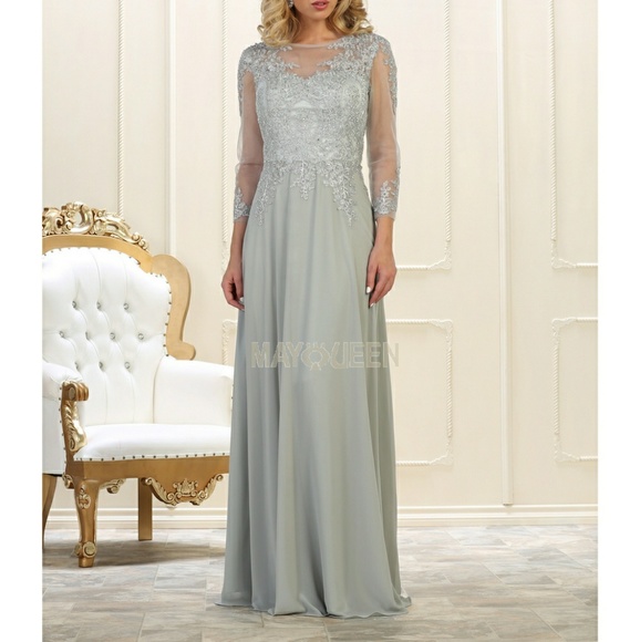 Long sleeve new mother of the bride evening dress - Picture 6 of 7